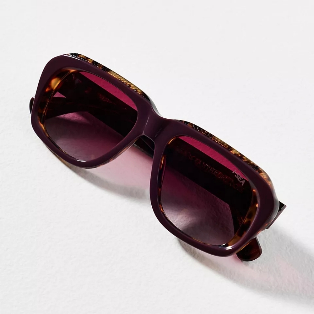 Anthropologie I-SEA Square Shield Sunglasses Purple